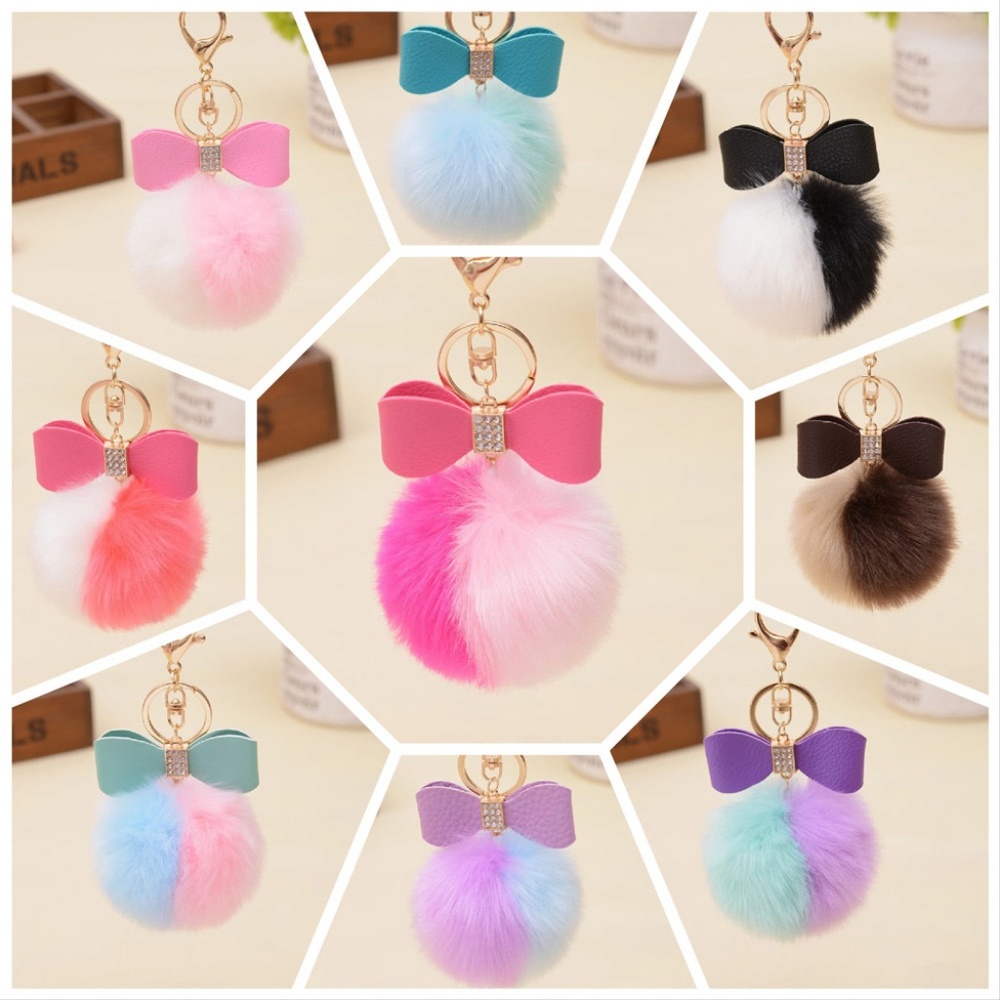 BUNDLE Pom# 2 & 8 - Fur Pom Bow Handbag Charm